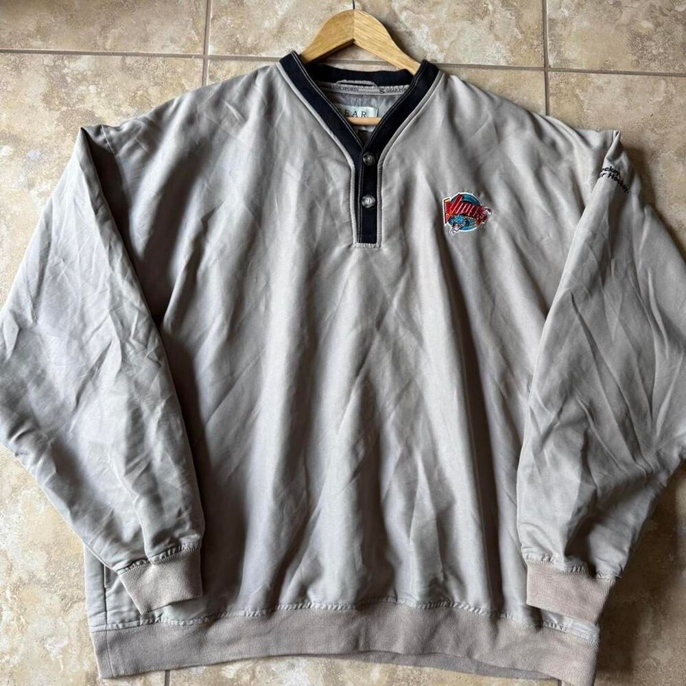 90s Detroit Vipers IHL Hockey Pullover Windshirt Jacket XL Gear For Sports